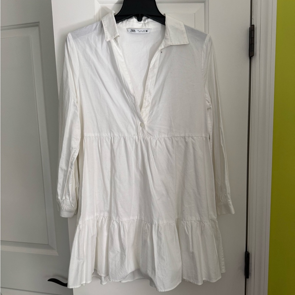 Zara White tiered mini dress